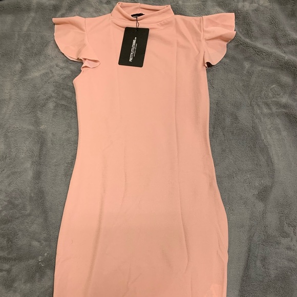Plt Rose High Neck Cap Sleeve Bodycon 